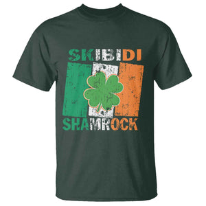 Funny St Patrick's Day Skibidi Shamrock T Shirt Vintage Ireland Flag Shamrock TS11 Dark Forest Green Print Your Wear