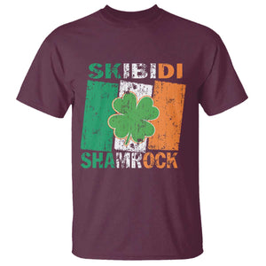 Funny St Patrick's Day Skibidi Shamrock T Shirt Vintage Ireland Flag Shamrock TS11 Maroon Print Your Wear