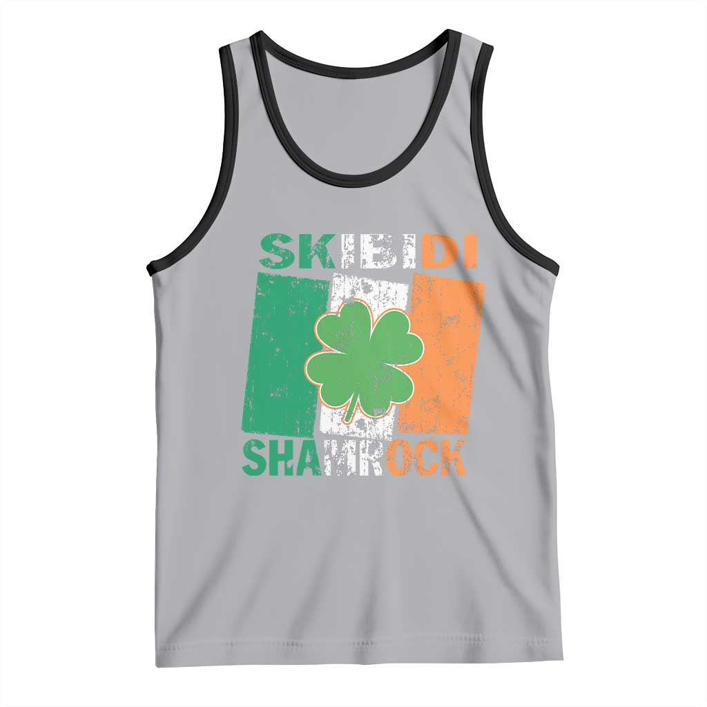 Funny St Patrick's Day Skibidi Shamrock Tank Top Vintage Ireland Flag Shamrock TS11 Athletic Heather Black Print Your Wear