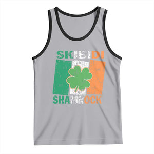 Funny St Patrick's Day Skibidi Shamrock Tank Top Vintage Ireland Flag Shamrock TS11 Athletic Heather Black Print Your Wear