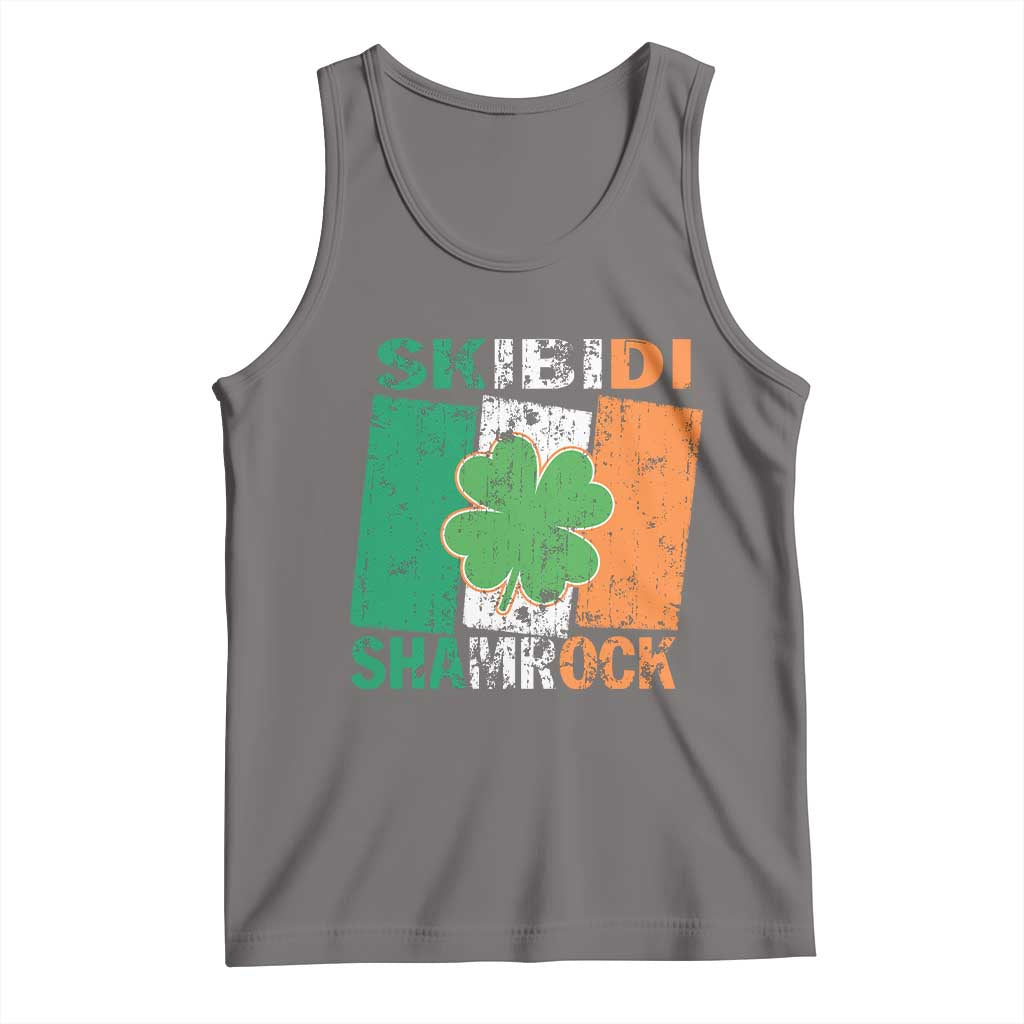 Funny St Patrick's Day Skibidi Shamrock Tank Top Vintage Ireland Flag Shamrock TS11 Deep Heather Print Your Wear