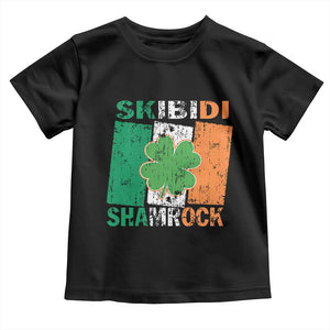 Funny St Patrick's Day Skibidi Shamrock Toddler T Shirt Vintage Ireland Flag Shamrock TS11 Black Print Your Wear