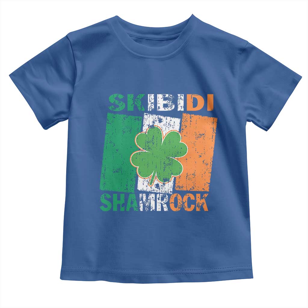 Funny St Patrick's Day Skibidi Shamrock Toddler T Shirt Vintage Ireland Flag Shamrock TS11 Royal Blue Print Your Wear