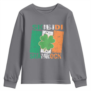 Funny St Patrick's Day Skibidi Shamrock Youth Sweatshirt Vintage Ireland Flag Shamrock TS11 Charcoal Print Your Wear