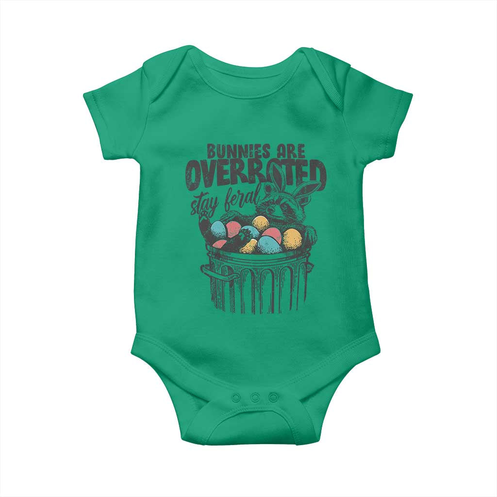 Funny Easter Day Racoon Baby Onesie Bunnies Are Overrated Stay Feral Eggs TS11 Irish Green Print Your Wear