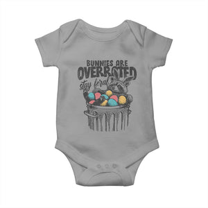Funny Easter Day Racoon Baby Onesie Bunnies Are Overrated Stay Feral Eggs TS11 Sport Gray Print Your Wear