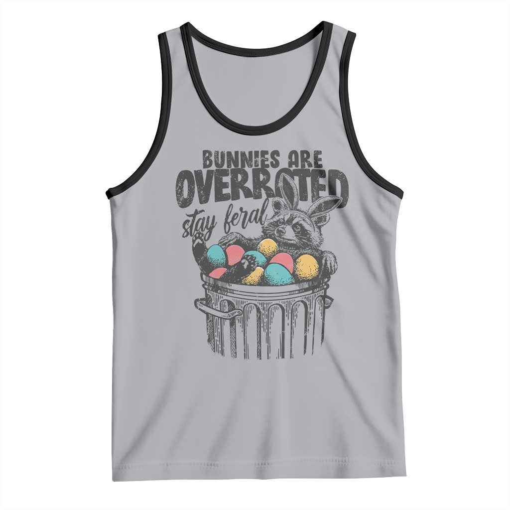 Funny Easter Day Racoon Tank Top Bunnies Are Overrated Stay Feral Eggs TS11 Athletic Heather Black Print Your Wear