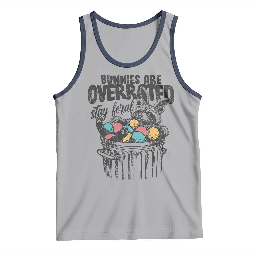 Funny Easter Day Racoon Tank Top Bunnies Are Overrated Stay Feral Eggs TS11 Athletic Heather Navy Print Your Wear