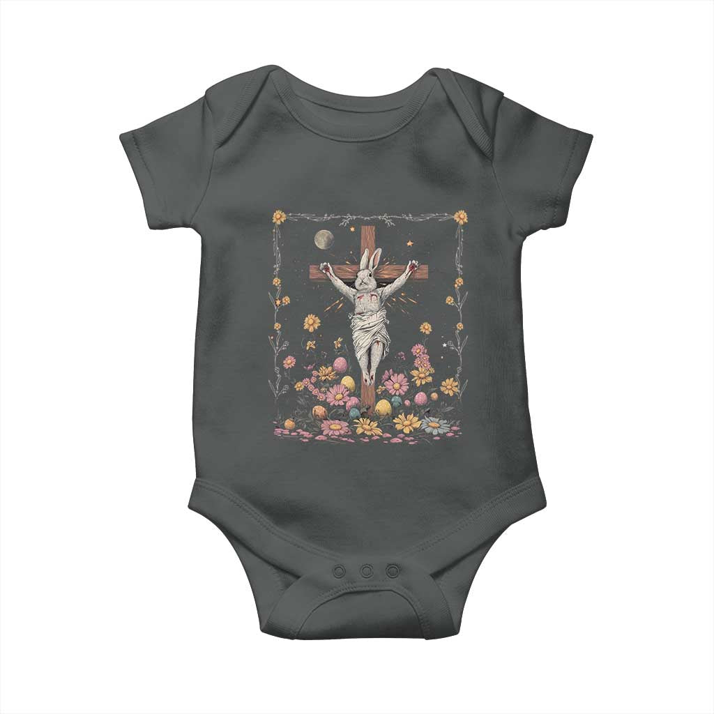 Christian Religious Easter Day Bunny Floral Christ Jesus Baby Onesie TS11 Dark Heather Print Your Wear