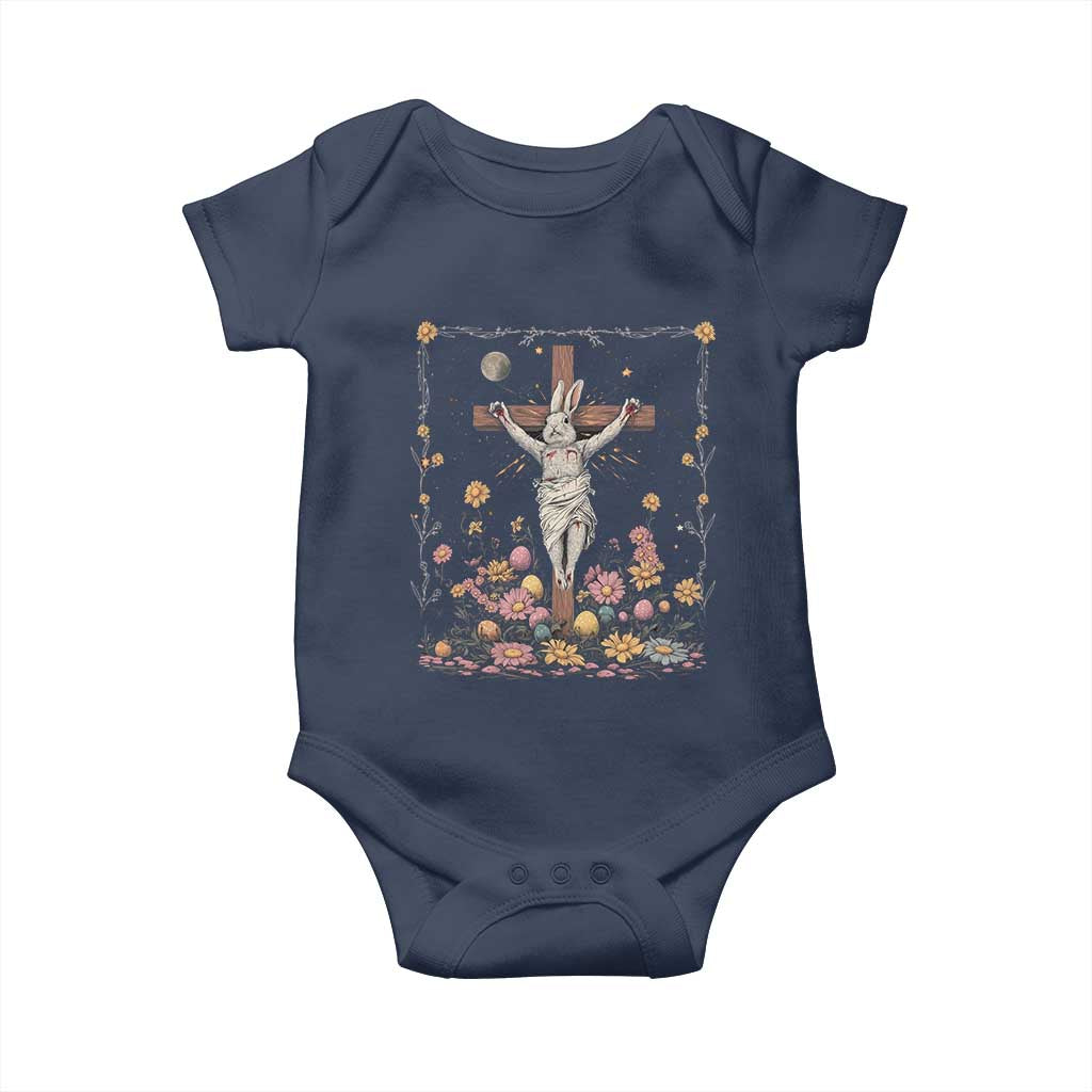 Christian Religious Easter Day Bunny Floral Christ Jesus Baby Onesie TS11 Navy Print Your Wear