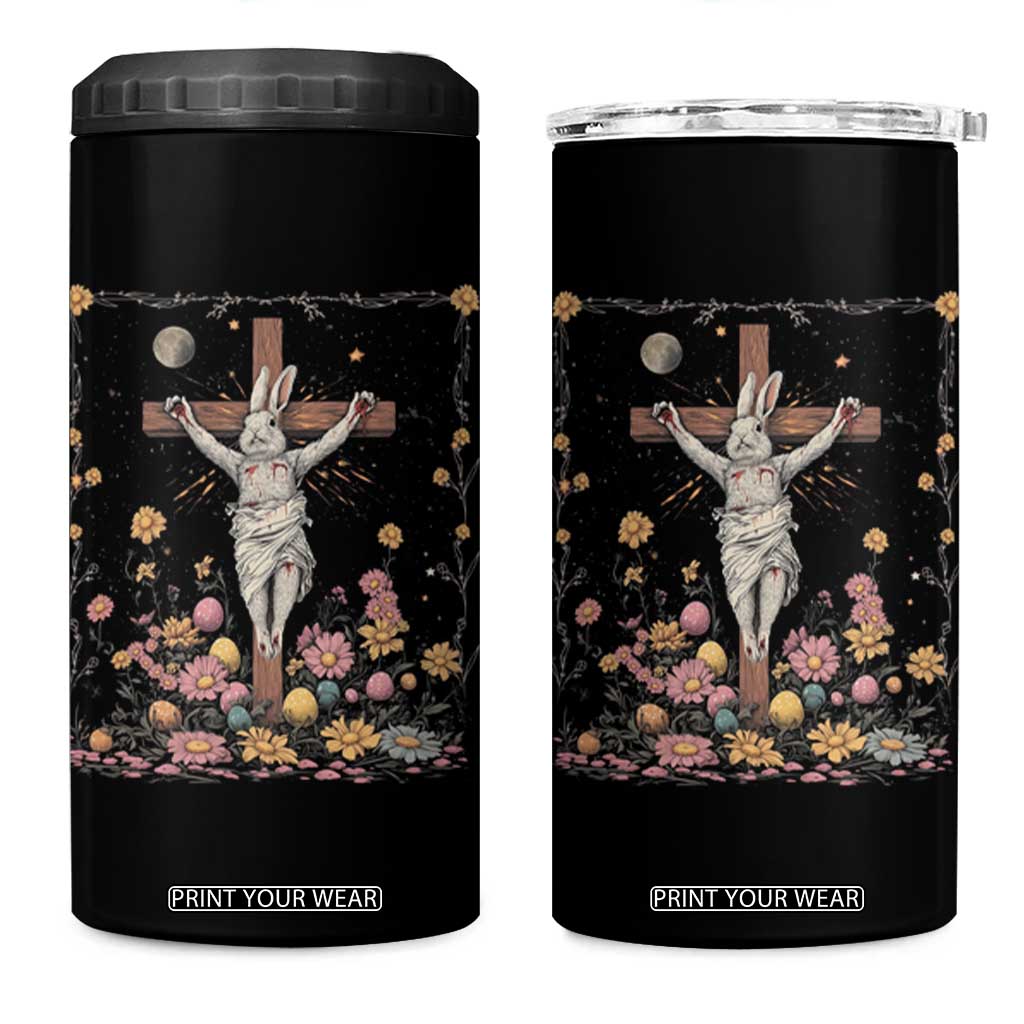 Christian Religious Easter Day Bunny Floral Christ Jesus 4 in 1 Can Cooler Tumbler TS11 One Size: 16 oz Black Print Your Wear