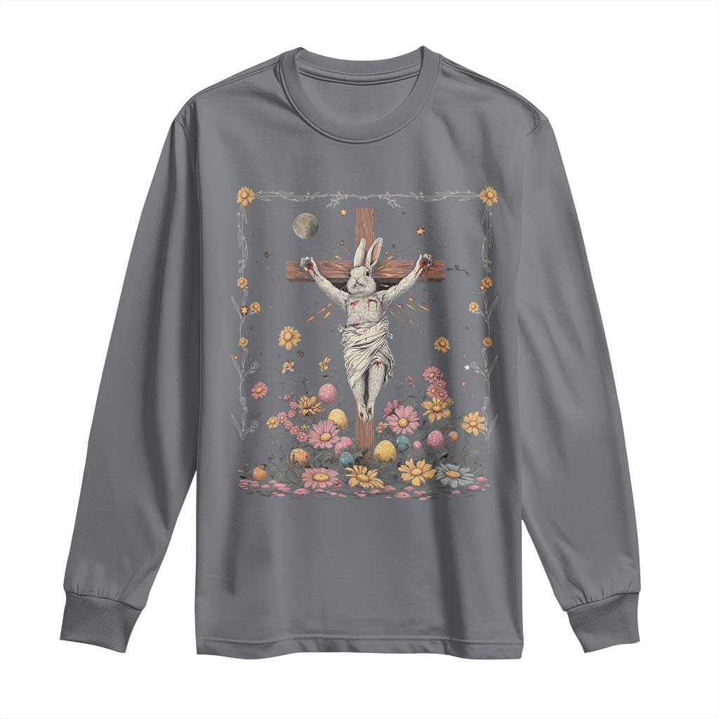 Christian Religious Easter Day Bunny Floral Christ Jesus Long Sleeve Shirt TS11 Charcoal Print Your Wear