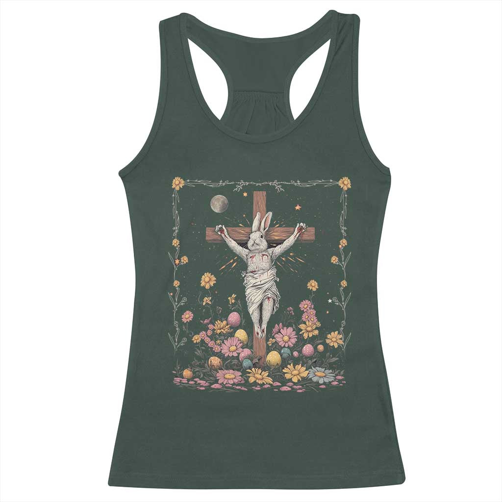 Christian Religious Easter Day Bunny Floral Christ Jesus Racerback Tank Top TS11 Dark Forest Green Print Your Wear