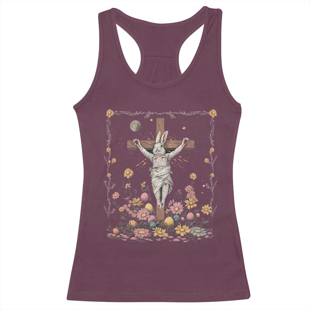 Christian Religious Easter Day Bunny Floral Christ Jesus Racerback Tank Top TS11 Maroon Print Your Wear