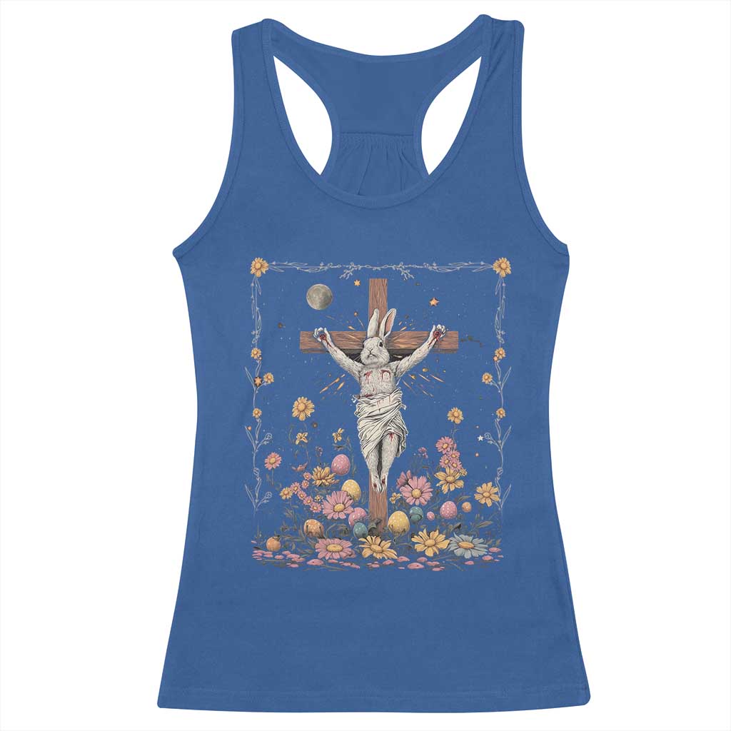 Christian Religious Easter Day Bunny Floral Christ Jesus Racerback Tank Top TS11 Royal Blue Print Your Wear