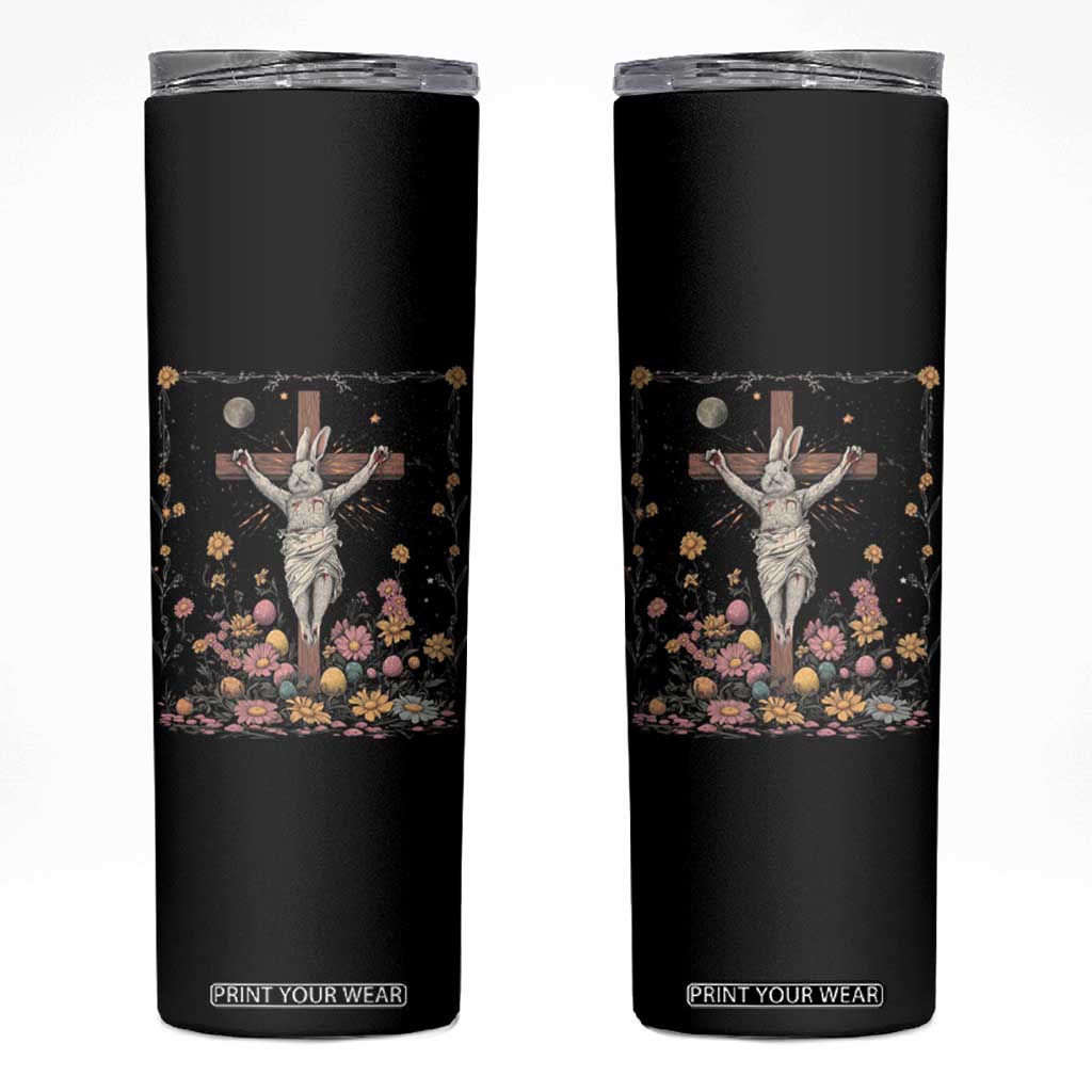 Christian Religious Easter Day Bunny Floral Christ Jesus Skinny Tumbler TS11 Black Print Your Wear