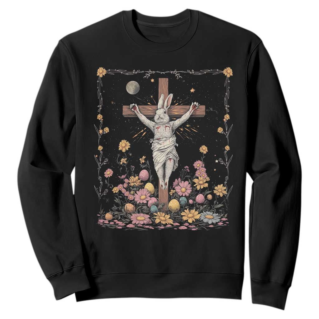 Christian Religious Easter Day Bunny Floral Christ Jesus Sweatshirt TS11 Black Print Your Wear