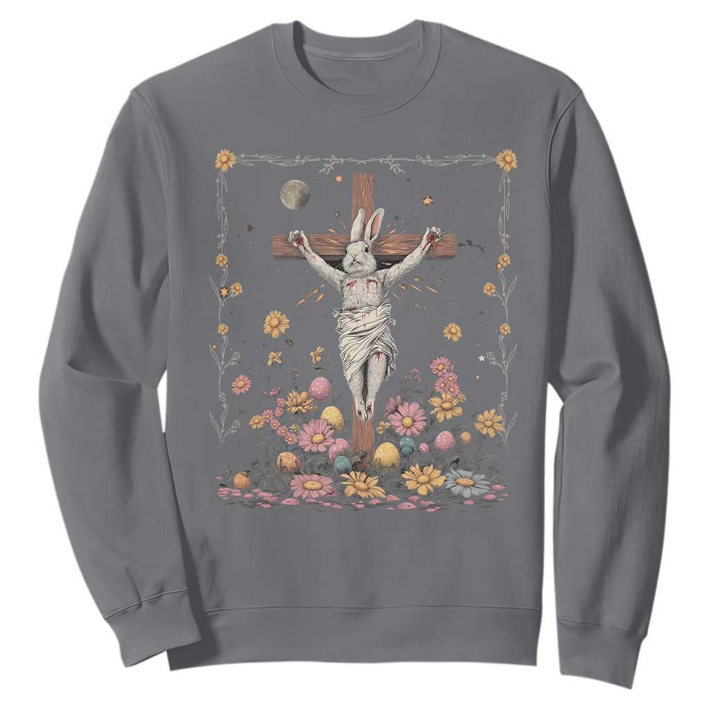 Christian Religious Easter Day Bunny Floral Christ Jesus Sweatshirt TS11 Charcoal Print Your Wear