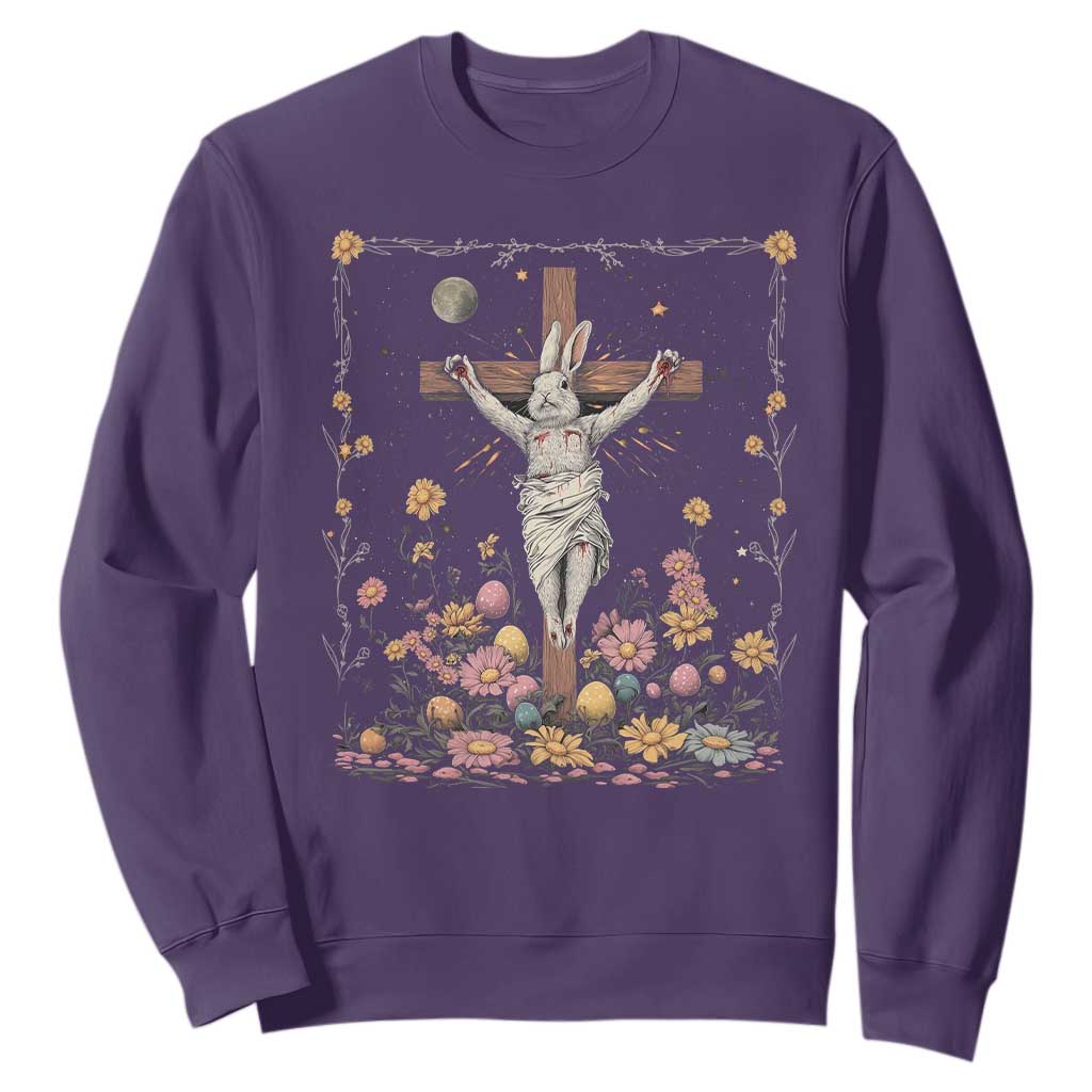 Christian Religious Easter Day Bunny Floral Christ Jesus Sweatshirt TS11 Purple Print Your Wear