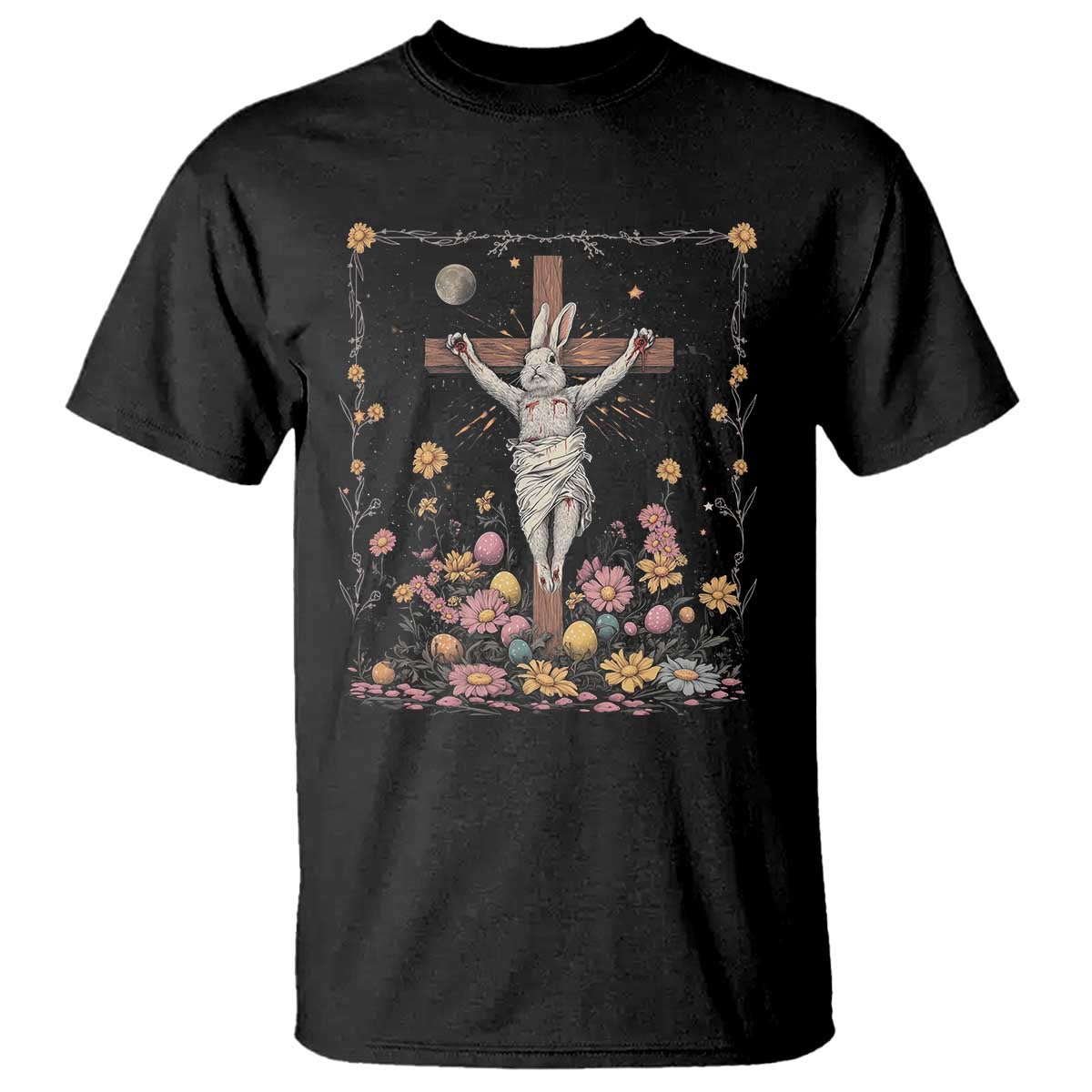 Christian Religious Easter Day Bunny Floral Christ Jesus T Shirt TS11 Black Print Your Wear