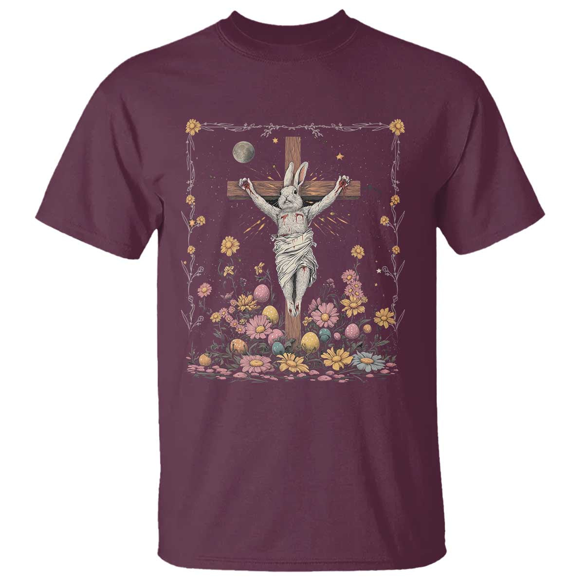 Christian Religious Easter Day Bunny Floral Christ Jesus T Shirt TS11 Maroon Print Your Wear