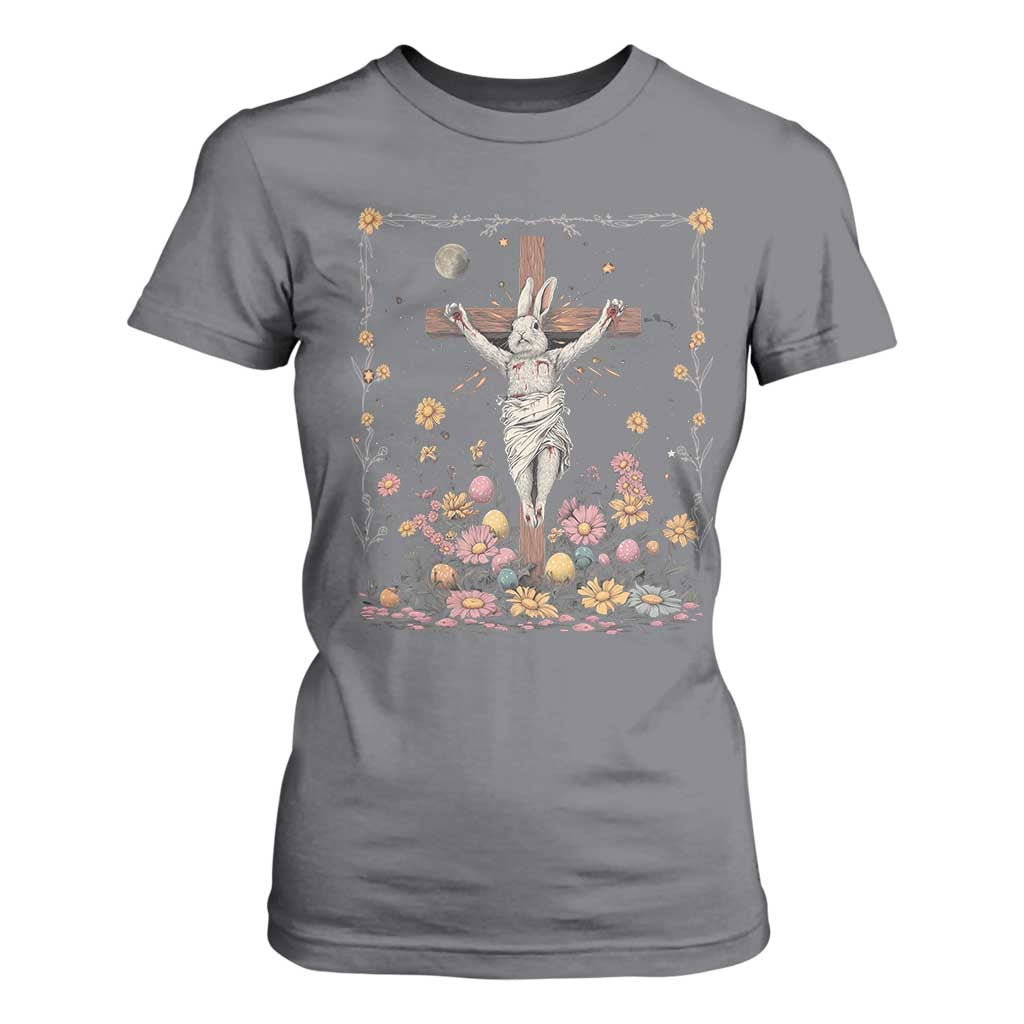 Christian Religious Easter Day Bunny Floral Christ Jesus T Shirt For Women TS11 Charcoal Print Your Wear