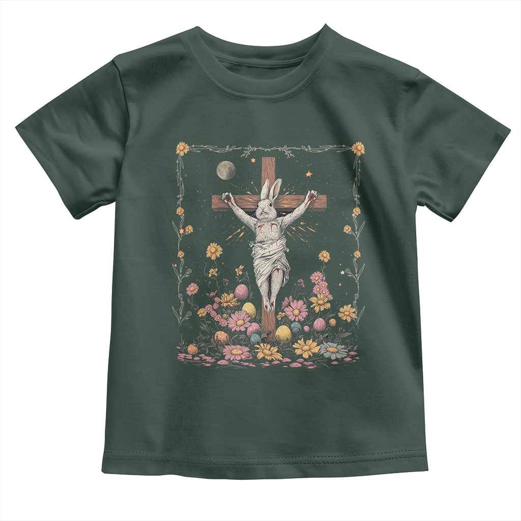 Christian Religious Easter Day Bunny Floral Christ Jesus Toddler T Shirt TS11 Dark Forest Green Print Your Wear