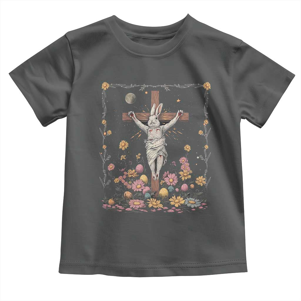Christian Religious Easter Day Bunny Floral Christ Jesus Toddler T Shirt TS11 Dark Heather Print Your Wear