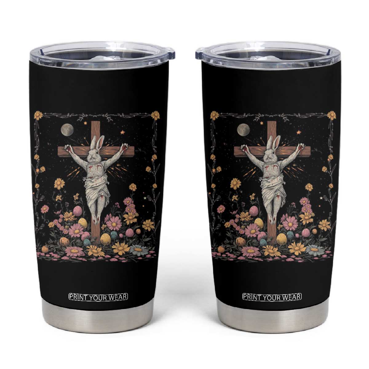Christian Religious Easter Day Bunny Floral Christ Jesus Tumbler Cup TS11 Black Print Your Wear