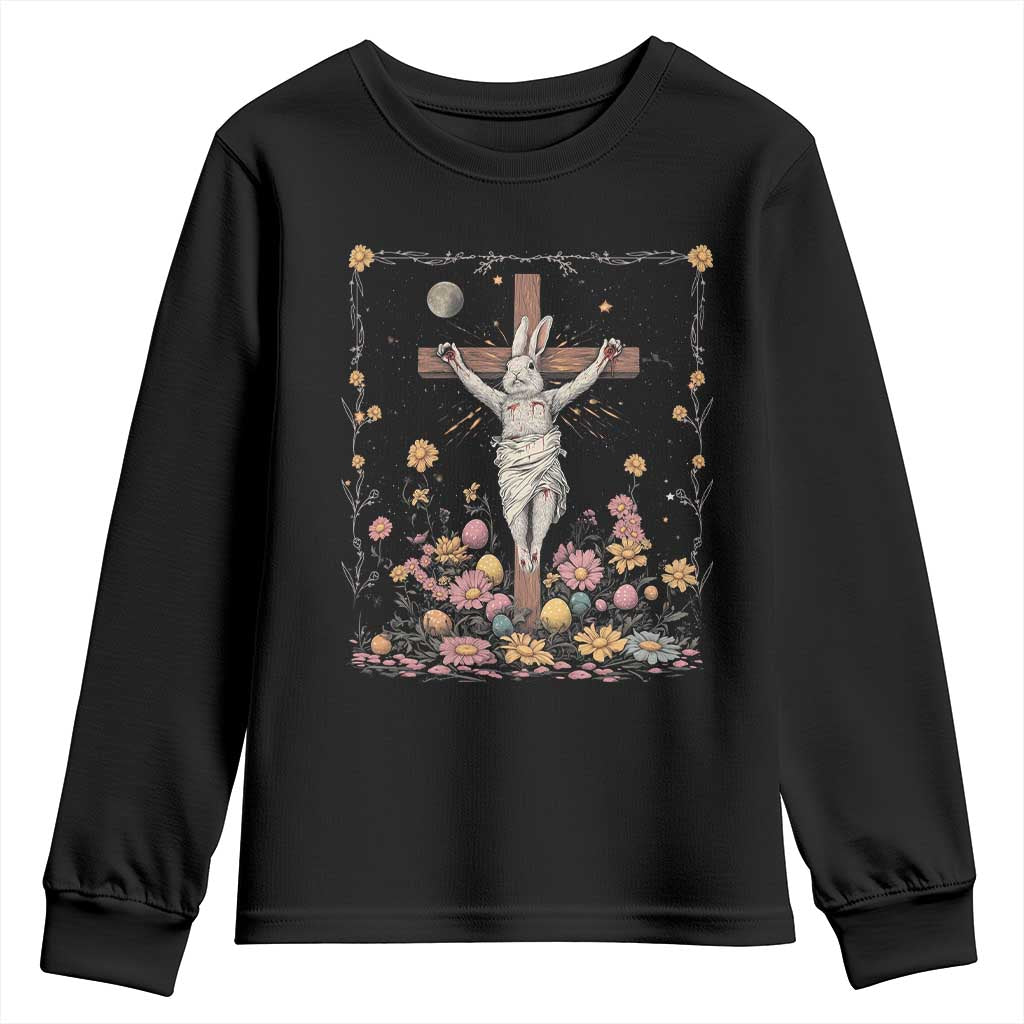 Christian Religious Easter Day Bunny Floral Christ Jesus Youth Sweatshirt TS11 Black Print Your Wear