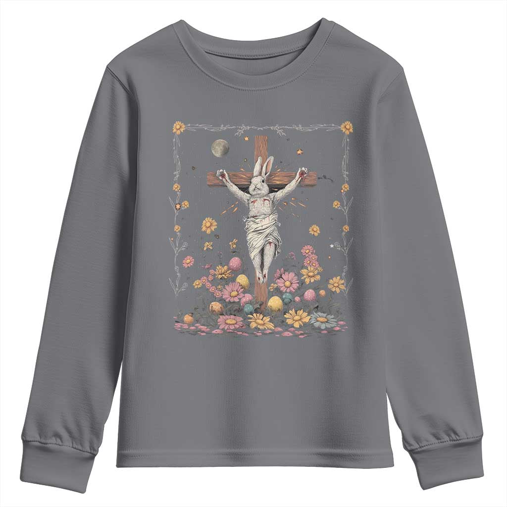 Christian Religious Easter Day Bunny Floral Christ Jesus Youth Sweatshirt TS11 Charcoal Print Your Wear