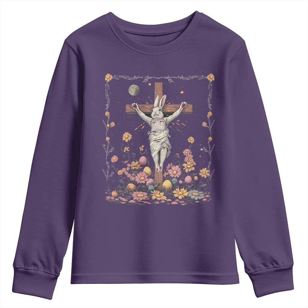 Christian Religious Easter Day Bunny Floral Christ Jesus Youth Sweatshirt TS11 Purple Print Your Wear