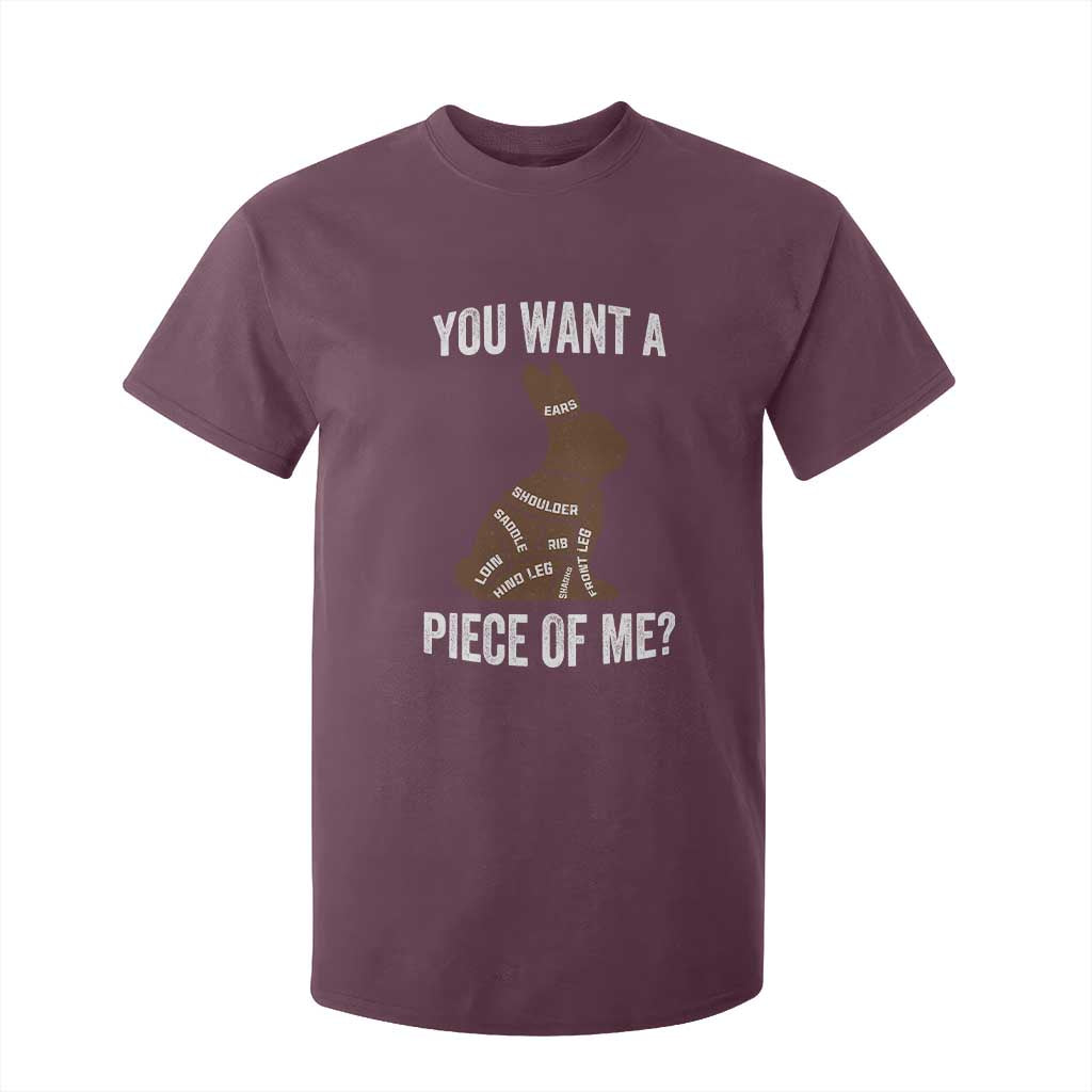Funny You Want A Piece Of Me T Shirt For Kid Chocolate Easter Bunny TS11 Maroon Print Your Wear