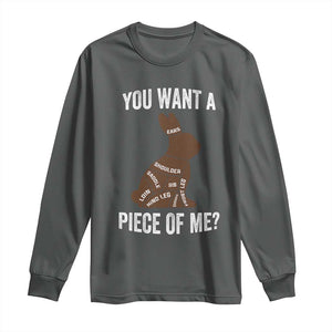 Funny You Want A Piece Of Me Long Sleeve Shirt Chocolate Easter Bunny TS11 Dark Heather Print Your Wear