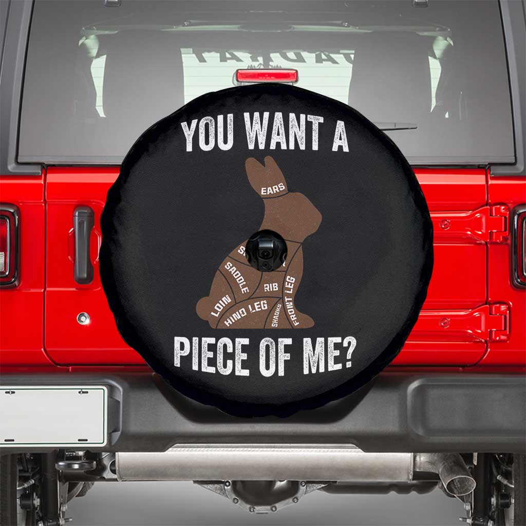 Funny You Want A Piece Of Me Spare Tire Cover Chocolate Easter Bunny TS11 Black Print Your Wear