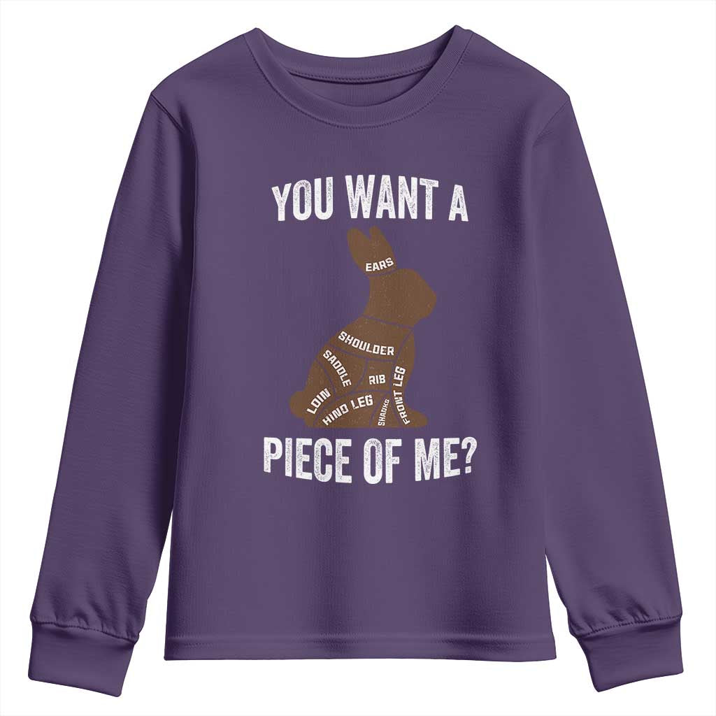 Funny You Want A Piece Of Me Youth Sweatshirt Chocolate Easter Bunny TS11 Purple Print Your Wear