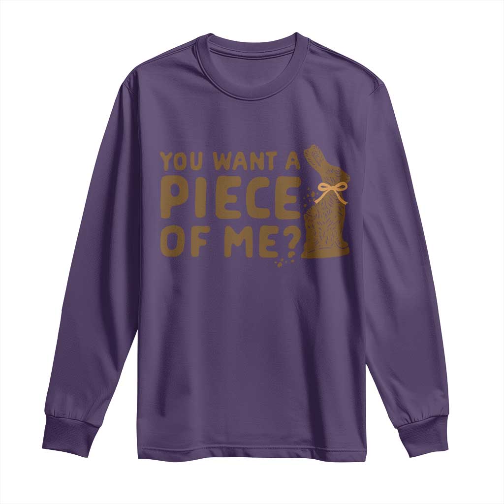Funny Easter Day Chocolate Bunny Long Sleeve Shirt You Want A Piece Of Me TS11 Purple Print Your Wear