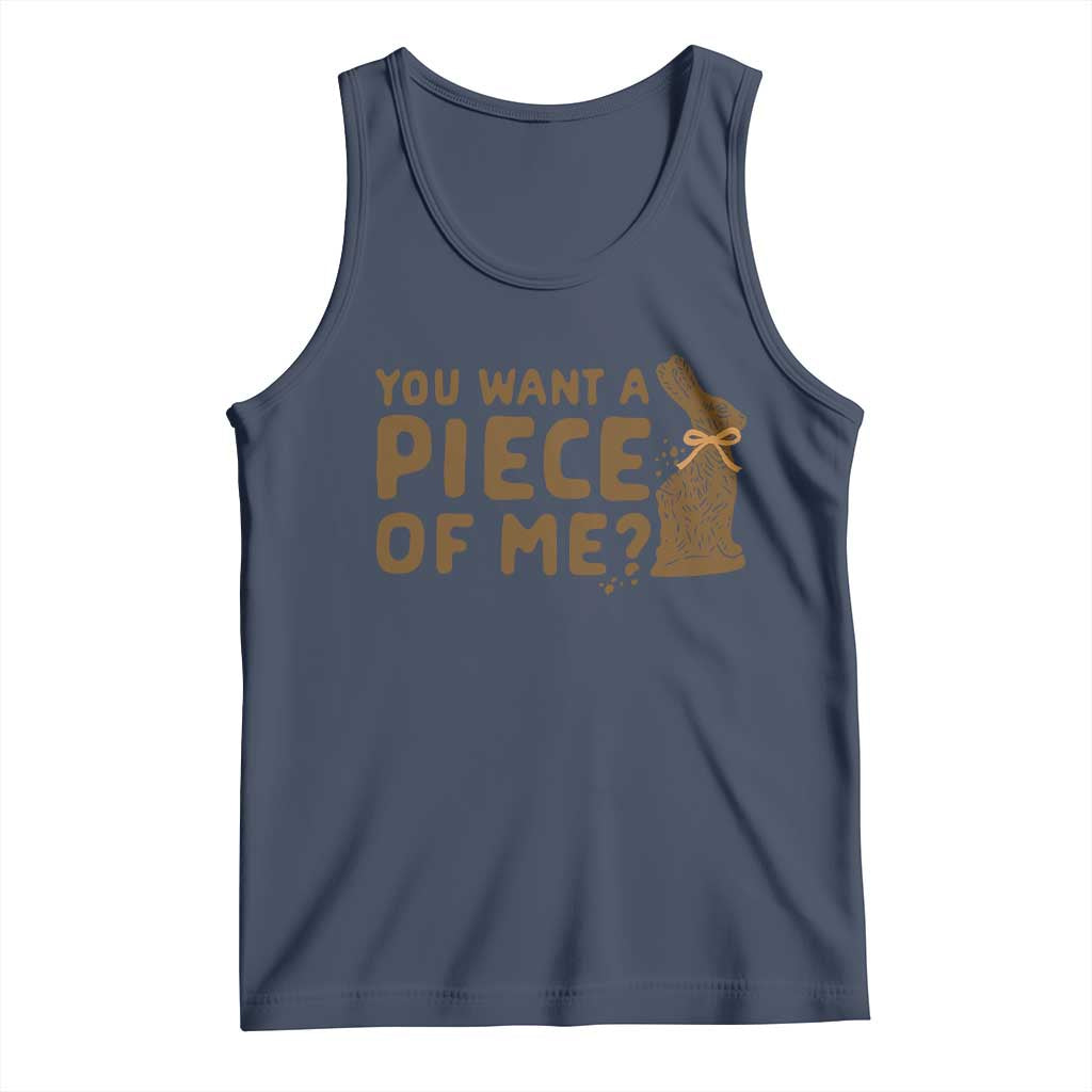 Funny Easter Day Chocolate Bunny Tank Top You Want A Piece Of Me TS11 Navy Print Your Wear