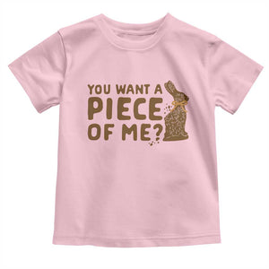 Funny Easter Day Chocolate Bunny Toddler T Shirt You Want A Piece Of Me TS11 Light Pink Print Your Wear
