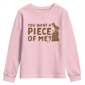 Funny Easter Day Chocolate Bunny Youth Sweatshirt You Want A Piece Of Me TS11 Light Pink Print Your Wear