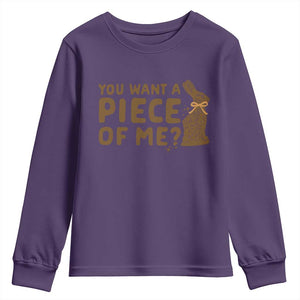 Funny Easter Day Chocolate Bunny Youth Sweatshirt You Want A Piece Of Me TS11 Purple Print Your Wear