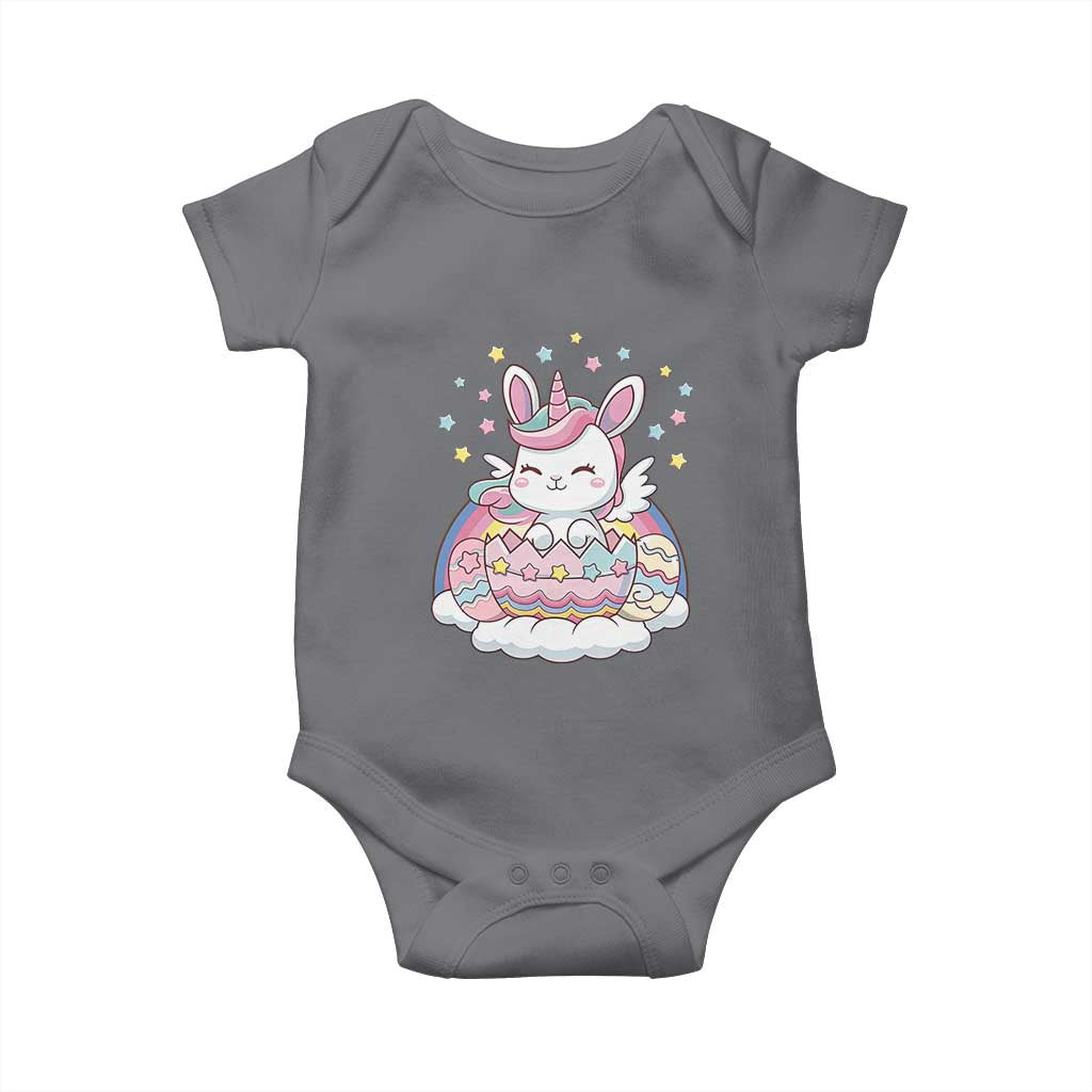 Funny Easter Unicorn Bunny Easter Eggs Baby Onesie TS11 Charcoal Print Your Wear