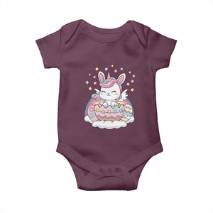 Funny Easter Unicorn Bunny Easter Eggs Baby Onesie TS11 Maroon Print Your Wear
