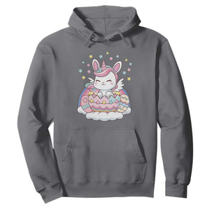 Funny Easter Unicorn Bunny Easter Eggs Hoodie TS11 Charcoal Print Your Wear
