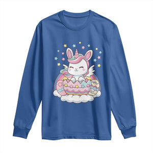 Funny Easter Unicorn Bunny Easter Eggs Long Sleeve Shirt TS11 Royal Blue Print Your Wear