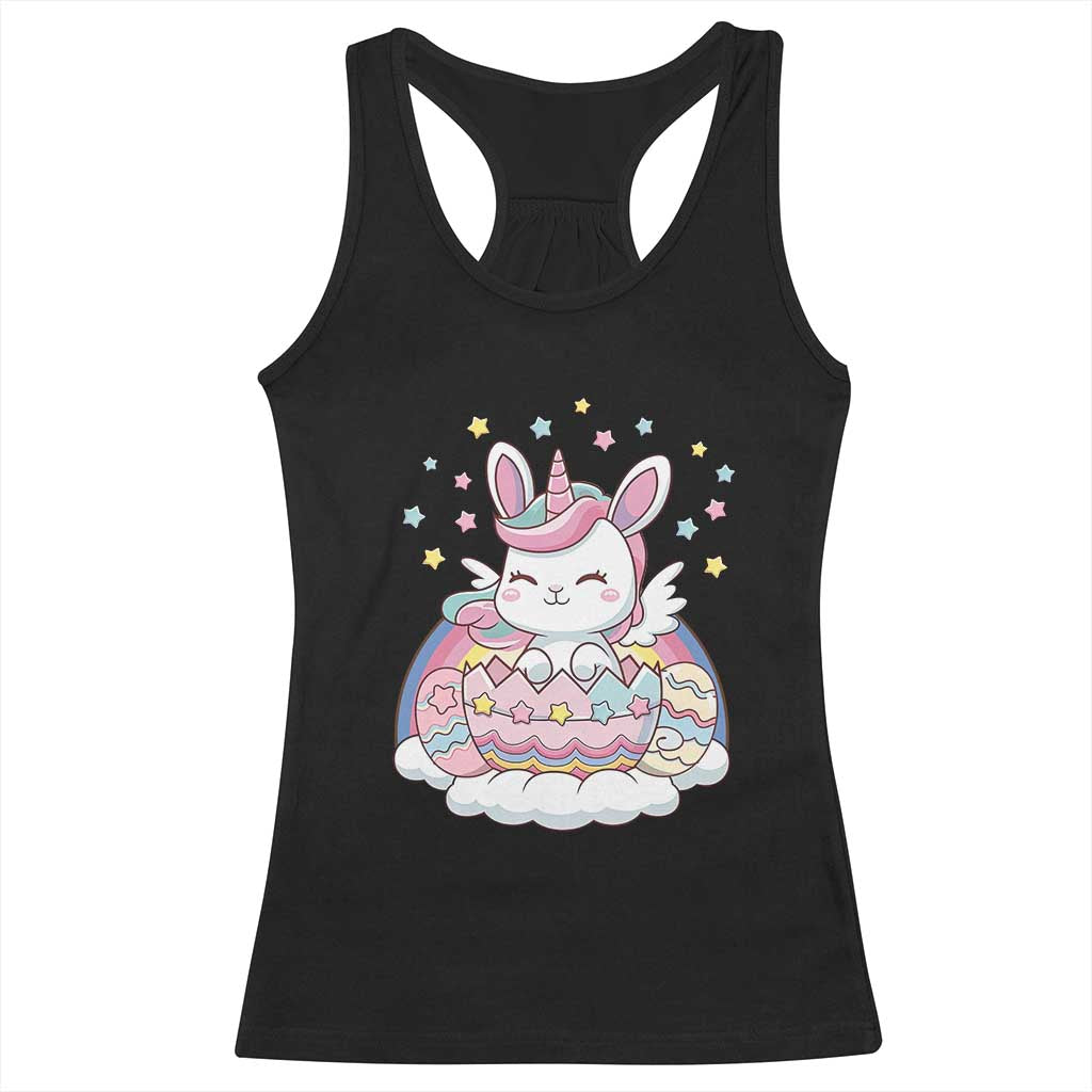 Funny Easter Unicorn Bunny Easter Eggs Racerback Tank Top TS11 Black Print Your Wear