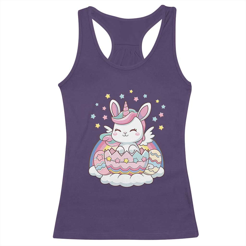 Funny Easter Unicorn Bunny Easter Eggs Racerback Tank Top TS11 Purple Print Your Wear