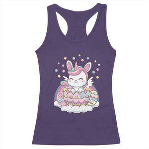 Funny Easter Unicorn Bunny Easter Eggs Racerback Tank Top TS11 Purple Print Your Wear