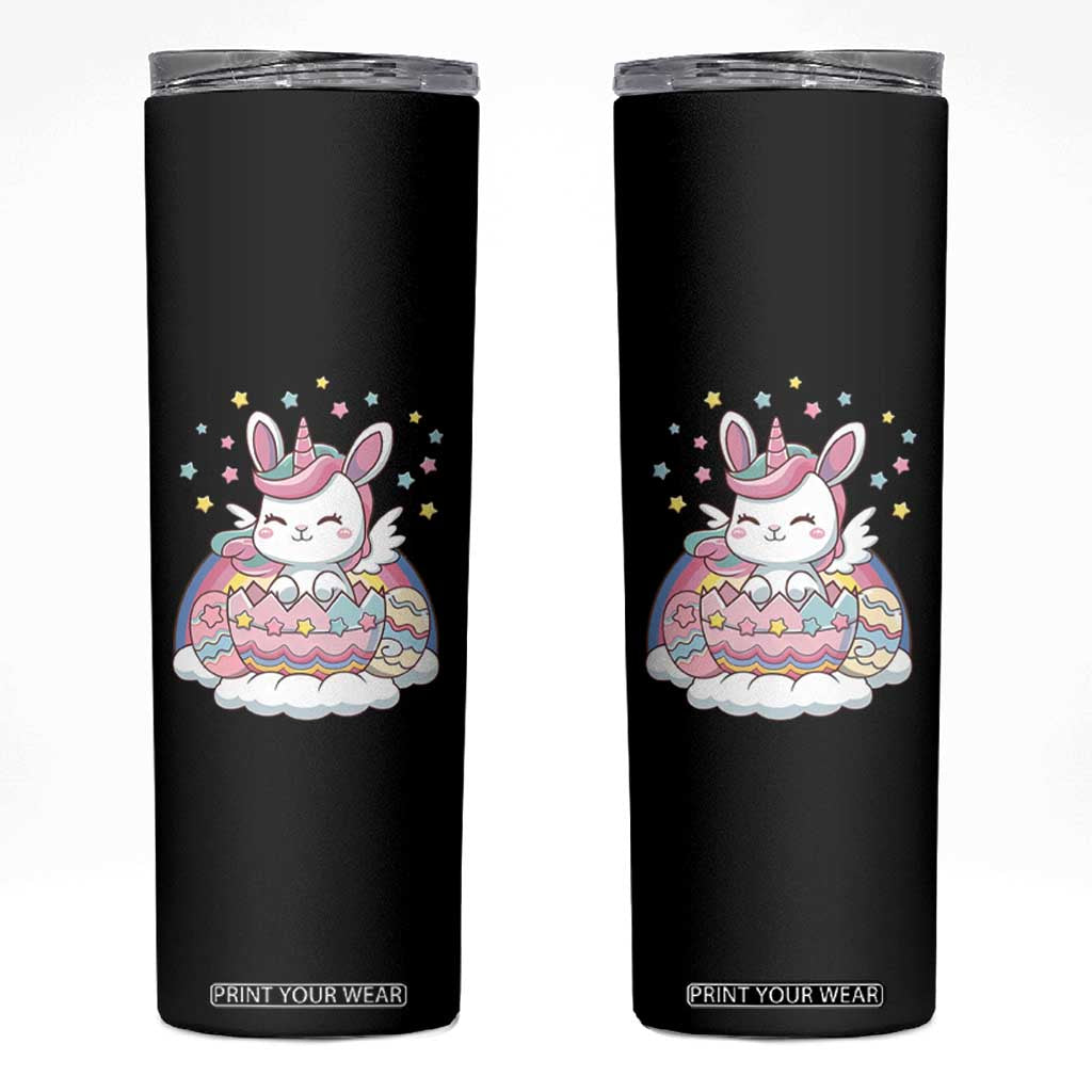 Funny Easter Unicorn Bunny Easter Eggs Skinny Tumbler TS11 Black Print Your Wear