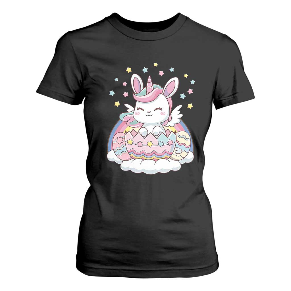 Funny Easter Unicorn Bunny Easter Eggs T Shirt For Women TS11 Black Print Your Wear